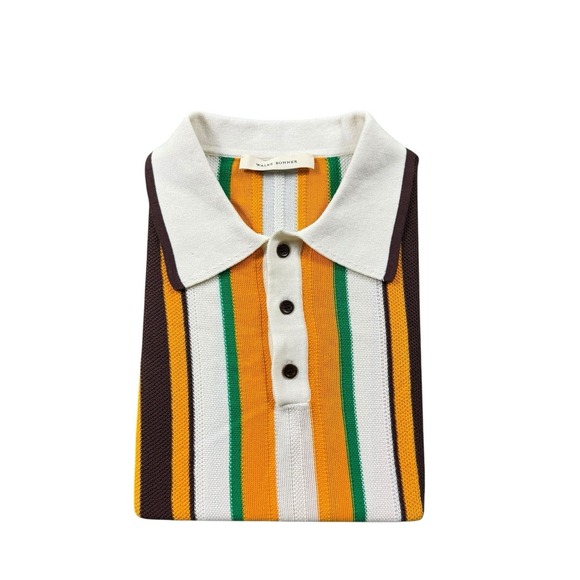 Wales Bonner Horizon Stripe Optimist Men's Knit Cotton Jumper Polo Size M